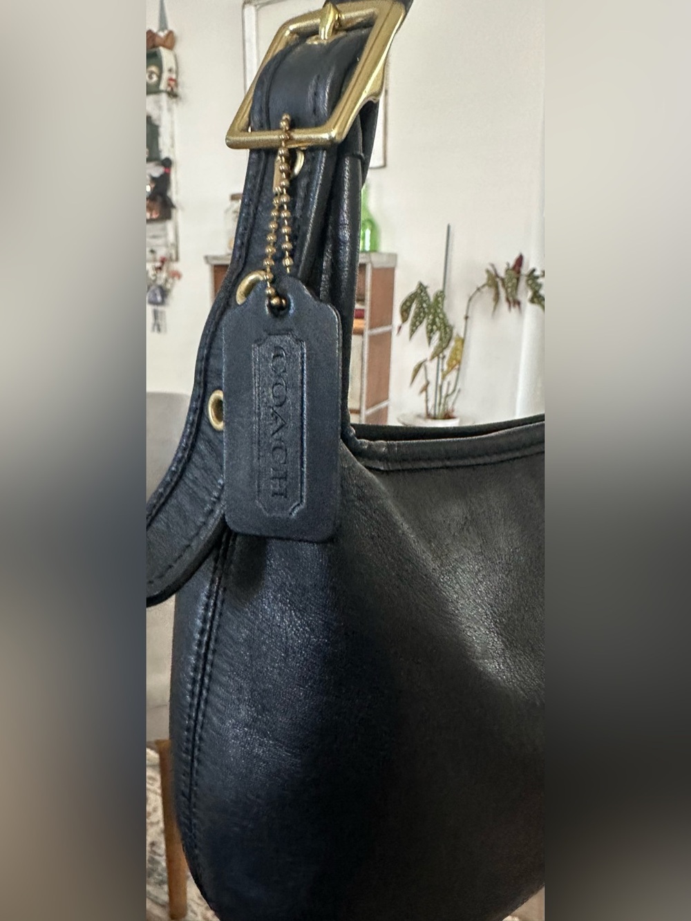 Vintage Coach Legacy Small Hobo Bag Black Leather Brass Hardware Shoulder Bag Y2 - Picture 8 of 13